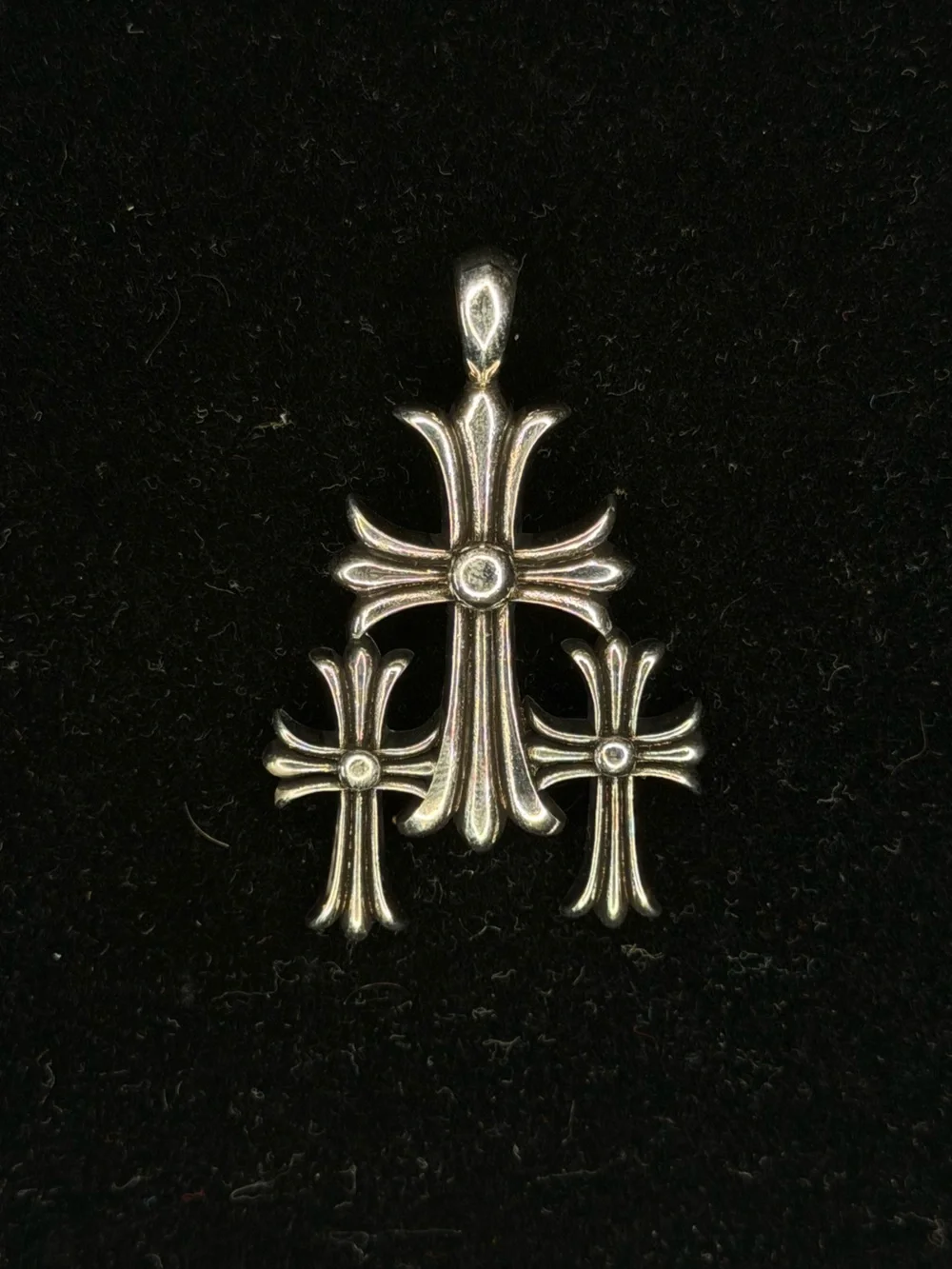 Chrome Hearts Cemetery Floral Cross Multi Triple Stack Unisex Pendant